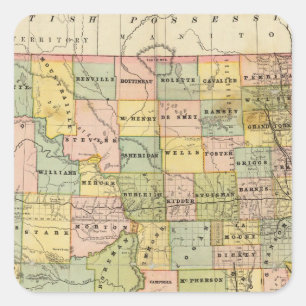 Karte von Dakota Quadratischer Aufkleber