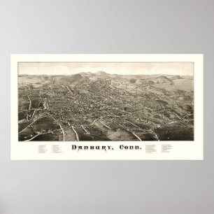 Karte von Danbury, Connecticut von 1876 Poster