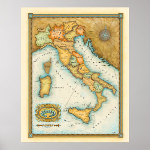 "Karte von De Italien Italiens" "Mappa " Poster