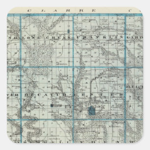 Karte von Decatur County, Staat von Iowa Quadratischer Aufkleber
