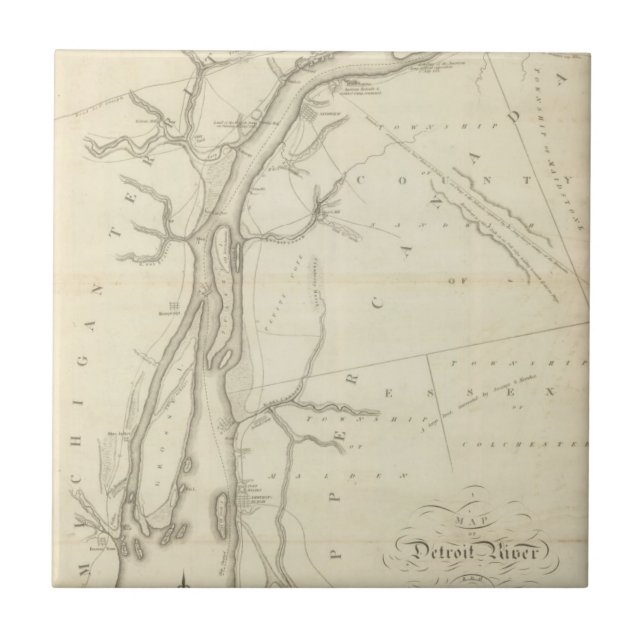 Karte von Detroit River Fliese (Vorderseite)