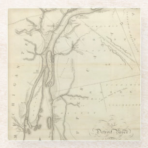 Karte von Detroit River Glasuntersetzer