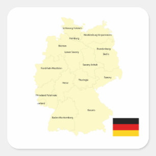 Karte von Deutschland mit Bundesländern und Haupts Quadratischer Aufkleber