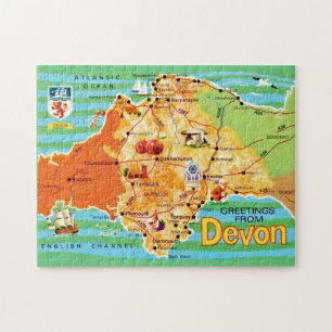 Karte von Devon England 11x14 Puzzle