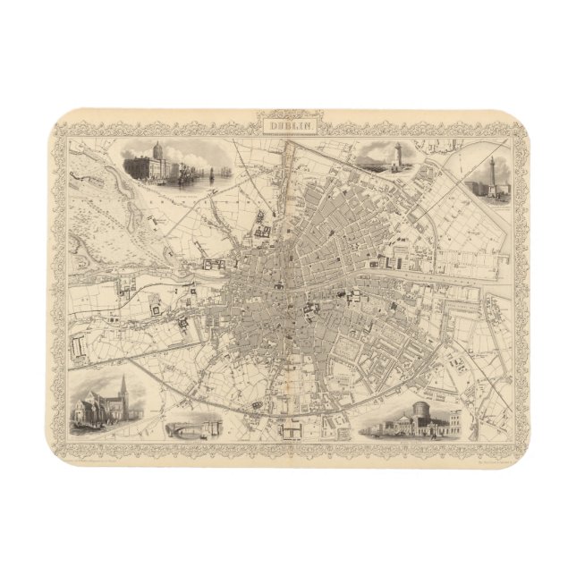Karte von Dublin, Irland Magnet (Horizontal)