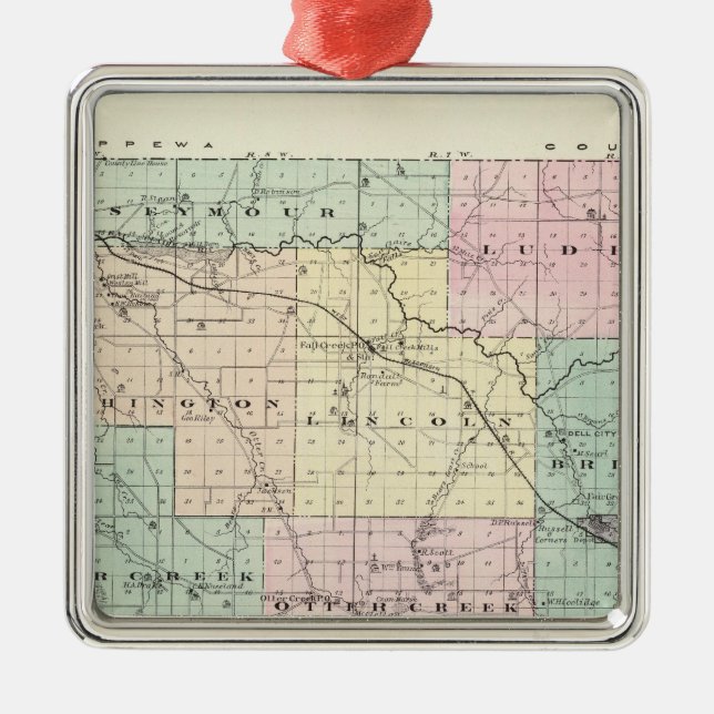 Karte von Eau Claire County, Staat von Wisconsin Ornament Aus Metall (Vorne)