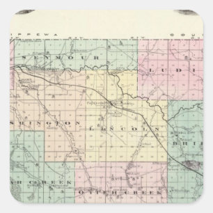 Karte von Eau Claire County, Staat von Wisconsin Quadratischer Aufkleber