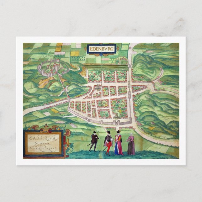 Karte von Edinburgh, von 'Civitates Orbis Terrarum (Vorderseite)