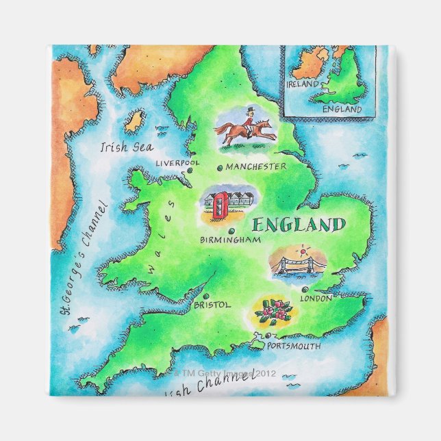 Karte von England Magnet (Vorne)