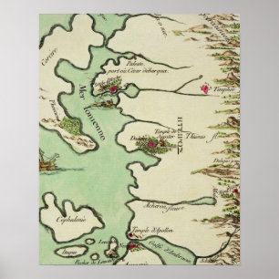 Karte von Epirus für "Andromache" von Jean Racine, Poster