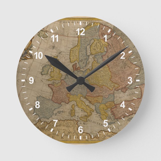 Karte von Europa | 1700 Runde Wanduhr (Vorderseite)