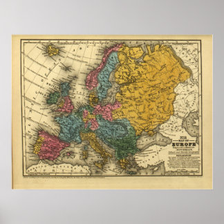 Karte von Europa 1839 Poster