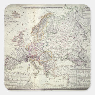 Karte von Europa, 1841 Quadratischer Aufkleber