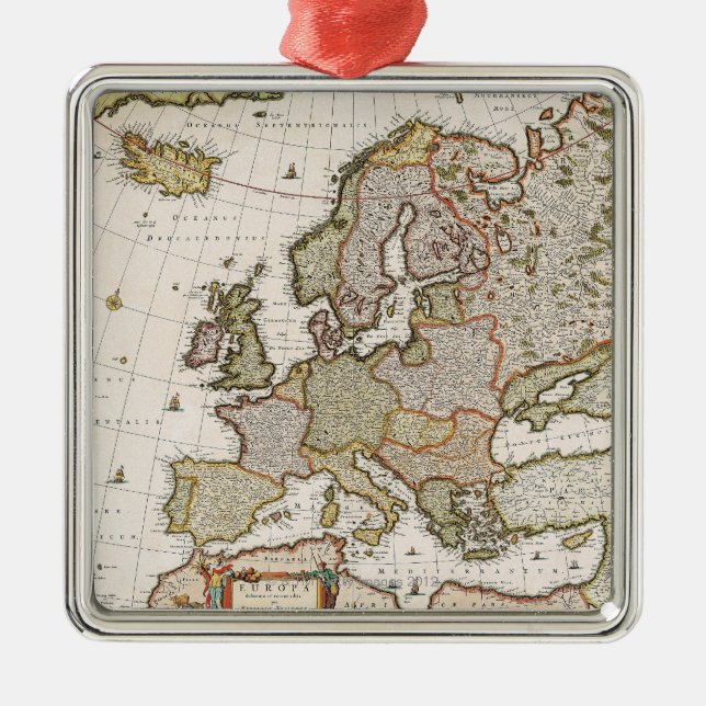 Karte von Europa 4 Ornament Aus Metall (Vorne)