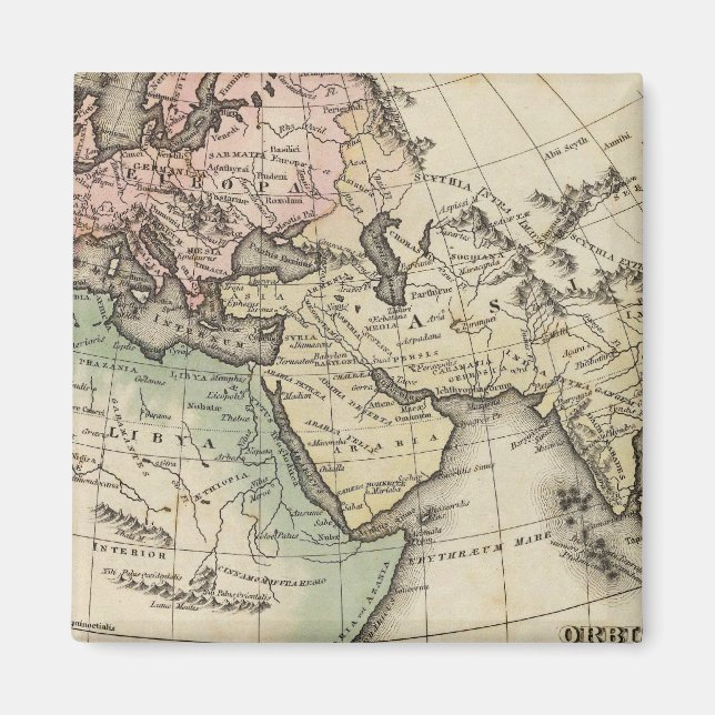 Karte von Europa, Nordafrika und Südostasien Magnet (Vorne)