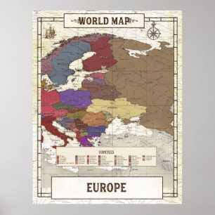 Karte von Europa-Poster Poster