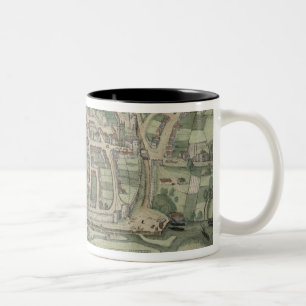 Karte von Exeter, von "Civitates Orbis Terrarum" Zweifarbige Tasse