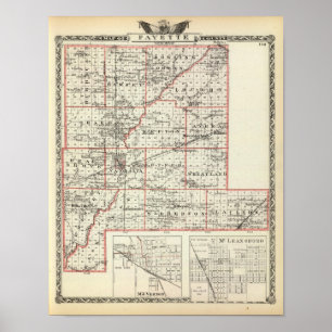 Karte von Fayette County, Mt Vernon und Poster