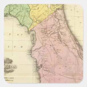 Karte von Florida 2 Quadratischer Aufkleber