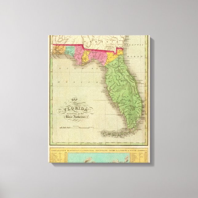 Karte von Florida Leinwanddruck (Vorderseite)