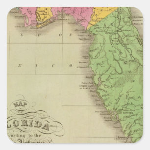 Karte von Florida Quadratischer Aufkleber
