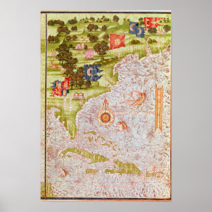 Karte von Florida und den Antillen Poster