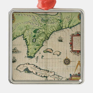 Karte von Florida, von 'kurzem Narratio Silbernes Ornament