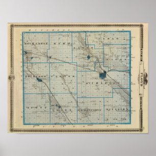 Karte von Floyd County, Staat von Iowa Poster