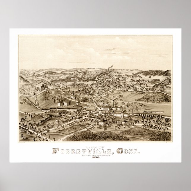 Karte von Forestville, CT von 1880 Poster (Vorne)