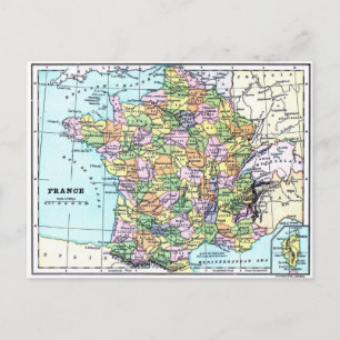 Karte von Frankreich - Postkarte