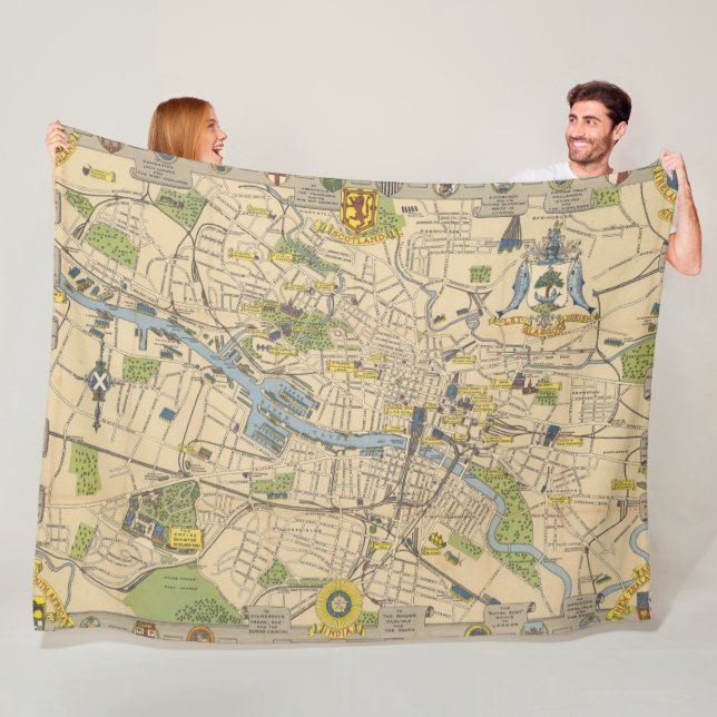 Karte von Glasgow, England Fleecedecke (Beispiel)