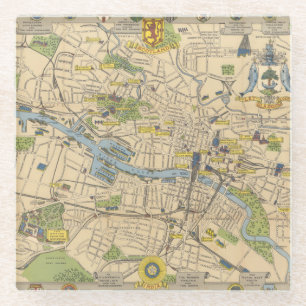 Karte von Glasgow, England Glasuntersetzer