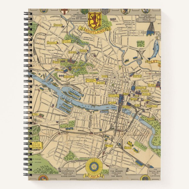 Karte von Glasgow, England Notizbuch (Vorderseite)