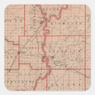 Karte von Greene County Quadratischer Aufkleber