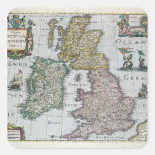 Karte von Großbritannien, 1631 Quadratischer Aufkleber