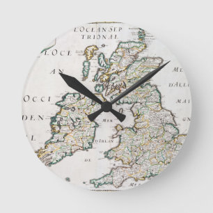 Karte von Großbritannien und Irland, veröffentlich Runde Wanduhr