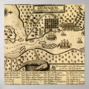 Karte von Guayaquil, Ecuador (1741) Poster
