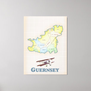 Karte von Guernsey im Vintage-Stil Leinwanddruck