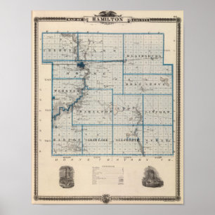 Karte von Hamilton County, Staat von Iowa Poster