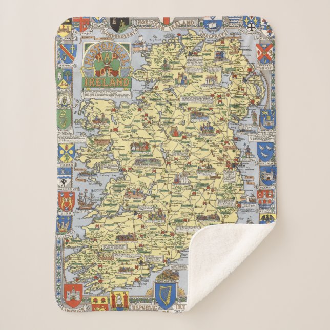 Karte von historischem Irland Sherpadecke (Vorderseite)