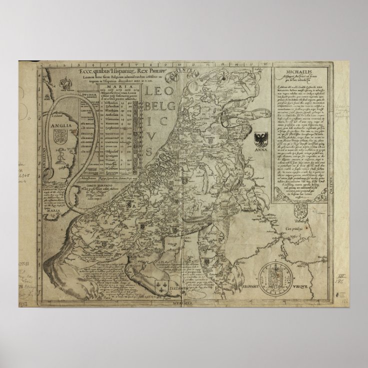 Karte von Holland 1583 - Löwe Belgicus Poster | Zazzle.at