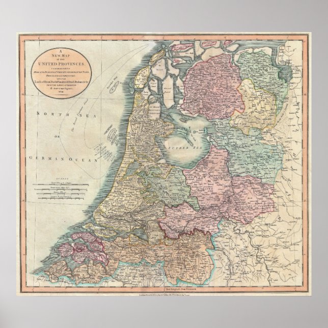 Karte von Holland 1799 - von John Cary Poster (Vorne)