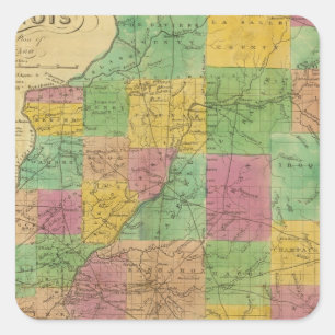 Karte von Illinois Quadratischer Aufkleber