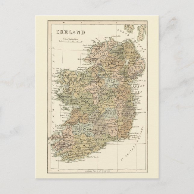 Karte von Irland 1862 Wedding Save the Date (Vorderseite)