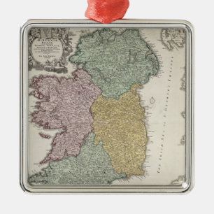 Karte von Irland die Provinzen von Ulster zeigend Silbernes Ornament