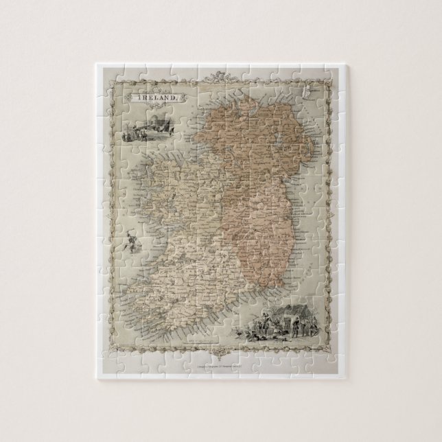 Karte von Irland, erschienenes c.1850 Puzzle (Vertikal)