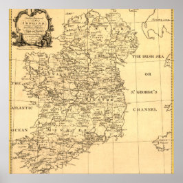 Karte von Irland, Familien von Irland und Englisch Poster
