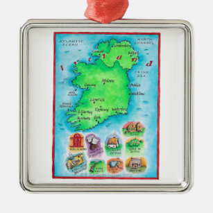 Karte von Irland Silbernes Ornament
