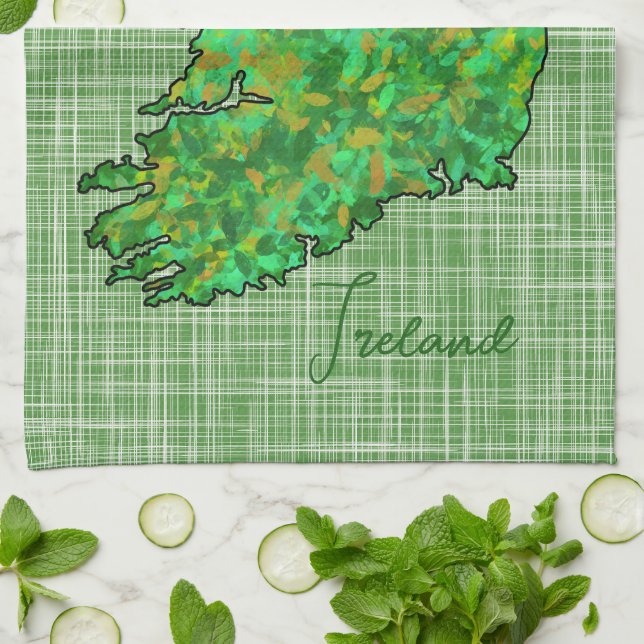 Karte von Irland St. Patrick's Day Geschirrtuch (Gefaltet)