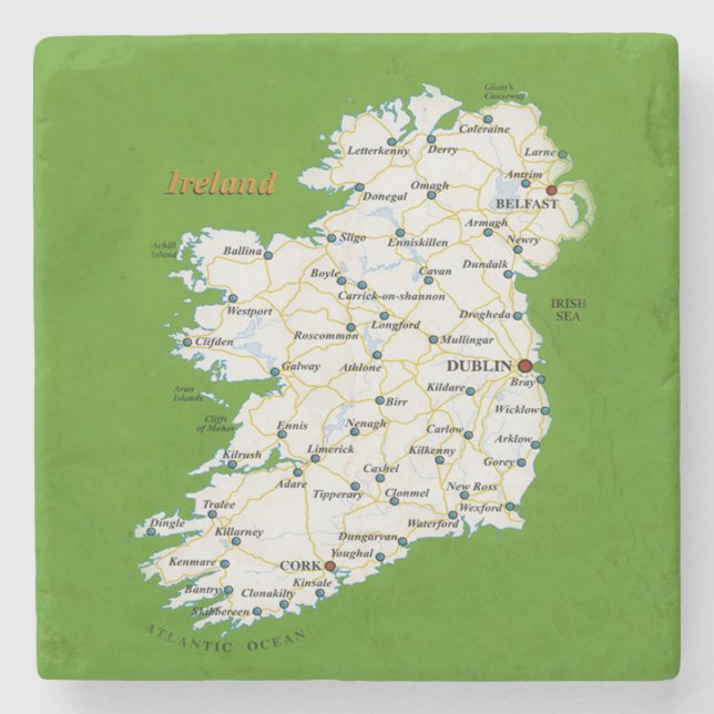 Karte von Irland-Untersetzer Steinuntersetzer (Vorderseite)